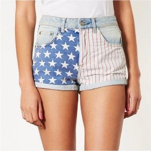 Topshop Moto American Flag Cutoffs